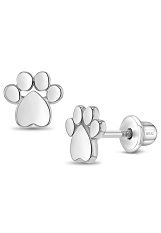 itsy-bitsy dog paw screw back sterling silver baby earrings
